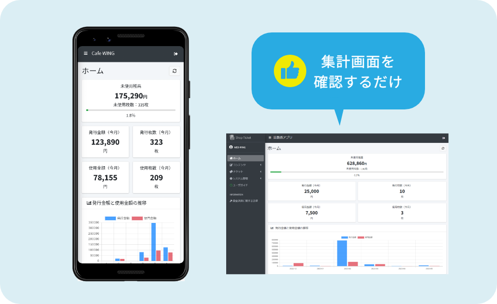 データ管理機能も充実！使用履歴や残高もリアルタイム把握